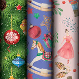 Бумага упаковочная новогодняя НАБОР 3 шт., "X-mas toys", 70х100 см, 3 дизайна, ЗОЛОТАЯ СКАЗКА, 592611