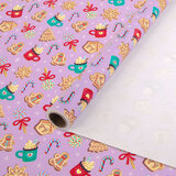 Бумага упаковочная мелованная BIG SIZE новогодняя "Сладости", 0,7х10 м, ЗОЛОТАЯ СКАЗКА, 592616