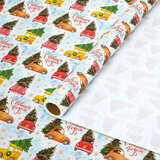 Бумага упаковочная мелованная BIG SIZE новогодняя "Машинки", 0,7х10 м, ЗОЛОТАЯ СКАЗКА, 592617