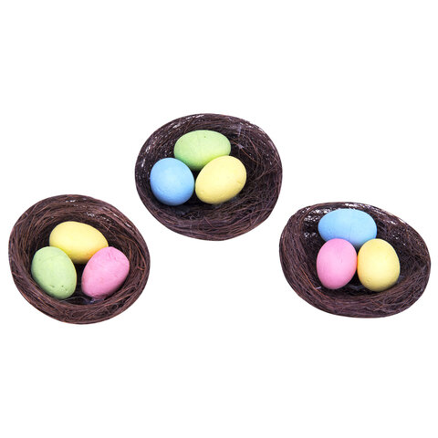 Декорация пасхальная 7 см "Гнездо", КОМПЛЕКТ 3 штуки, пластик, ЗОЛОТАЯ СКАЗКА, 592639