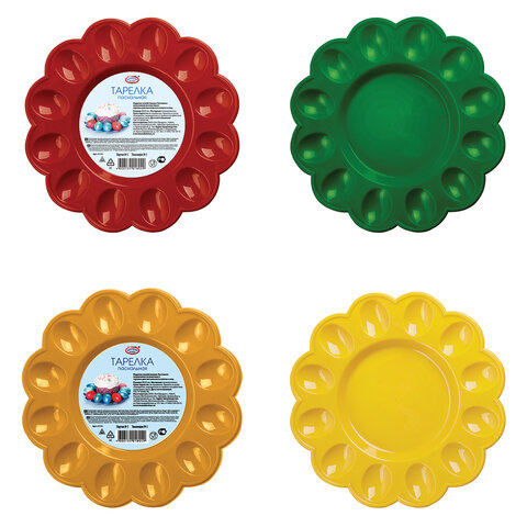 Подставка пасхальная для кулича и яиц, диаметр 23,5 см, 12 яиц, пластик, цвет ассорти, 42976