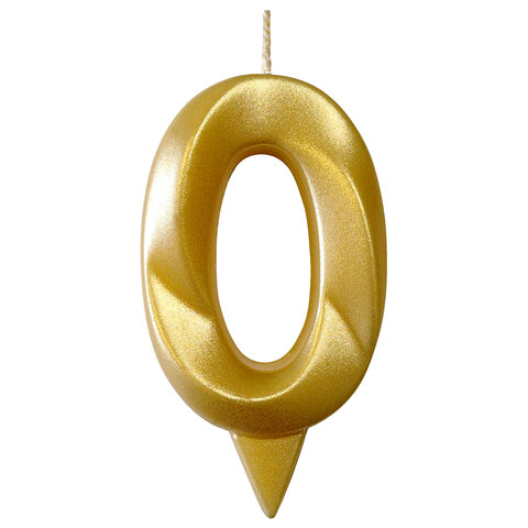 Свеча-цифра для торта "0", форма ГРАНЬ, золото, 7 см, на ножке, в блистере, 1698 - фото 2