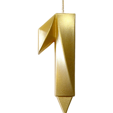 Свеча-цифра для торта "1", форма ГРАНЬ, золото, 7 см, на ножке, в блистере, 1699 - фото 2