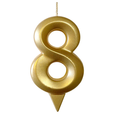 Свеча-цифра для торта "8", форма ГРАНЬ, золото, 7 см, на ножке, в блистере, 1706 - фото 2