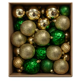Шары ёлочные НАБОР 50 предметов "Golden&Green", пластик, золото/зеленый, ЗОЛОТАЯ СКАЗКА, 592896
