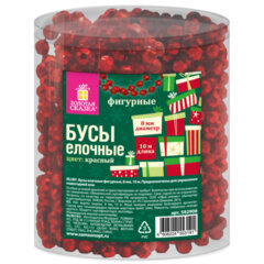 Бусы ёлочные &laquo;ФИГУРНЫЕ&raquo;, диаметр 8 мм, 10 м, КРАСНЫЕ, пластик, ПВХ-бокс, ЗОЛОТАЯ СКАЗКА, 592908