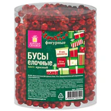 Бусы ёлочные "ФИГУРНЫЕ", диаметр 8 мм, 10 м, КРАСНЫЕ, пластик, ПВХ-бокс, ЗОЛОТАЯ СКАЗКА, 592908
