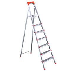 Стремянка стальная 7 ступеней, верхняя площадка 1,55 м, до 150 кг, облегченная, вес 8,74 кг, UFUK