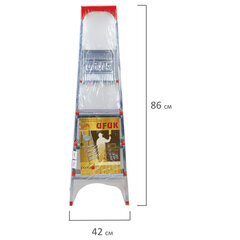 Стремянка стальная 4 ступени, верхняя площадка 86 см, до 150 кг, облегченная, вес 6,3 кг, UFUK