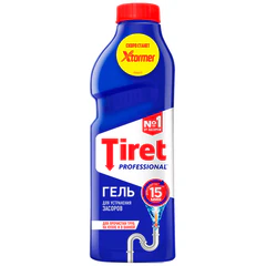 Средство для прочистки канализационных труб 1 л, TIRET (Тирет) Professional, гель