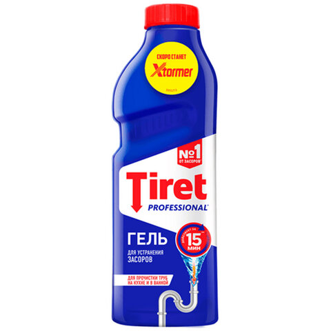 Средство для прочистки канализационных труб 1 л, TIRET (Тирет) Professional, гель