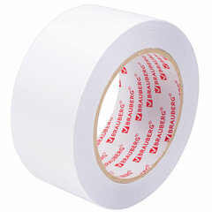 Клейкая двухсторонняя лента 50 мм х 25 м, ПОЛИПРОПИЛЕНОВАЯ ОСНОВА, 90 мкм, BRAUBERG, 600480