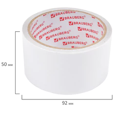 Клейкая двухсторонняя лента 50 мм х 8 м, ПОЛИПРОПИЛЕНОВАЯ ОСНОВА, 90 мкм, BRAUBERG, 600481