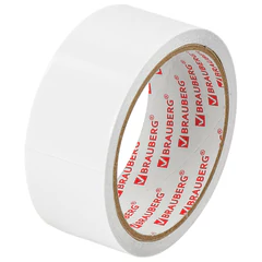 Клейкая двухсторонняя лента 38 мм х 8 м, ПОЛИПРОПИЛЕНОВАЯ ОСНОВА, 90 мкм, BRAUBERG, 600483