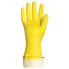 Перчатки МНОГОРАЗОВЫЕ латексные LAIMA &laquo;ПРЕМИУМ&raquo;, хлопчатобумажное напыление, СВЕРХПЛОТНЫЕ, размер 7-8, M (средний), желтые, вес 60 г, 600571