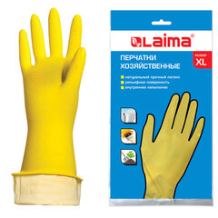 Перчатки МНОГОРАЗОВЫЕ латексные LAIMA &laquo;СТАНДАРТ&raquo;, х/<wbr/>б напыление, ПЛОТНЫЕ, размер 9-10, XL (очень большой), желтые, вес 48 г, 600782