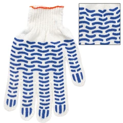 Перчатки хлопчатобумажные, КОМПЛЕКТ 5 ПАР, 7,5 класс, 46-48 г, 166 текс, ПВХ волна, LAIMA &laquo;СТАНДАРТ&raquo;, БЕЛЫЕ, 600800