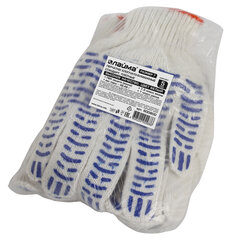 Перчатки хлопчатобумажные, КОМПЛЕКТ 5 ПАР, 7,5 класс, 46-48 г, 166 текс, ПВХ волна, LAIMA &laquo;СТАНДАРТ&raquo;, БЕЛЫЕ, 600800