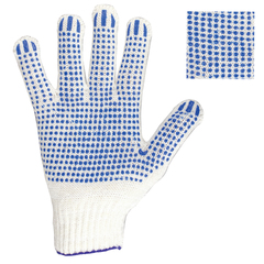 Перчатки хлопчатобумажные, КОМПЛЕКТ 5 ПАР, 7,5 класс, 46-48 г, 166 текс, ПВХ-точка, LAIMA &laquo;СТАНДАРТ&raquo;, БЕЛЫЕ, 600801