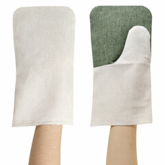 Рукавицы хлопчатобумажные, КОМПЛЕКТ 5 ПАР, плотность 380 г/<wbr/>м<sup>2</sup>, брезентовый огнеупорный наладонник, LAIMA, 600803