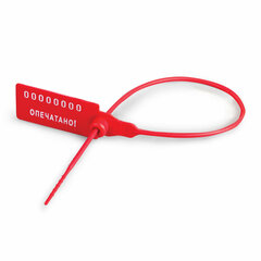 Пломбы пластиковые номерные УНИВЕРСАЛ, самофиксирующиеся, длина рабочей части 220 мм, КРАСНЫЕ, КОМПЛЕКТ 1000 шт.