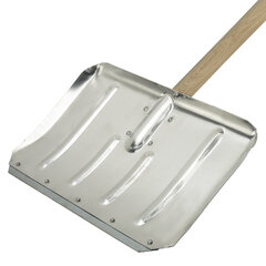 Лопата снеговая 49&times;30см, алюминиевая усиленная ребрами жесткости, ДЕРЕВЯННЫЙ черенок 120см, армирующая металлическая планка на клепках, ЛТСЕ