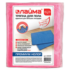 Тряпка для мытья пола 80&times;100 см, плотность 200 г/<wbr/>м<sup>2</sup>, 100% вискоза, ассорти, &laquo;Премиум Колор&raquo; LAIMA, 600839