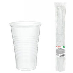 Стакан одноразовый, пластиковый 200 мл, КОМПЛЕКТ 100 шт., БЮДЖЕТ, белые, ПП, холодное/<wbr/>горячее, LAIMA, 600934