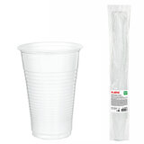 Стакан одноразовый, пластиковый 200 мл, КОМПЛЕКТ 100 шт., БЮДЖЕТ, белые, ПП, холодное/горячее, LAIMA, 600934