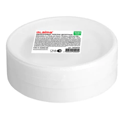 Одноразовые тарелки десертные, КОМПЛЕКТ 100 шт., пластик, d=170 мм, БЮДЖЕТ, белые, ПС, холодное/<wbr/>горячее, LAIMA, 600942