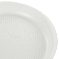 Одноразовые тарелки десертные, КОМПЛЕКТ 100 шт., пластик, d=170 мм, БЮДЖЕТ, белые, ПС, холодное/<wbr/>горячее, LAIMA, 600942