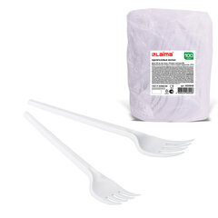 Вилка одноразовая пластиковая 165 мм, белая, КОМПЛЕКТ 100 шт., БЮДЖЕТ, LAIMA, 600949