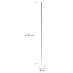 Шампуры для шашлыка PATERRA, КОМПЛЕКТ 100 шт., 200 мм, d=3 мм, бамбуковые, 401-697