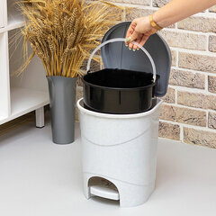 Ведро мусорное с КРЫШКОЙ и ПЕДАЛЬЮ 11 литров, 33&times;26&times;27 см, серое, IDEA, М 2891