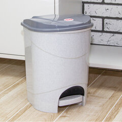 Ведро мусорное с КРЫШКОЙ и ПЕДАЛЬЮ 11 литров, 33&times;26&times;27 см, серое, IDEA, М 2891