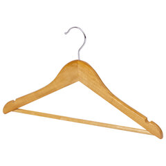 Вешалки-плечики, размер 36-40, МАЛЫЙ РАЗМЕР, КОМПЛЕКТ 5 шт., деревянные, перекладина, цвет сосна, BRABIX &laquo;Стандарт&raquo;, 601160