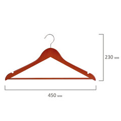 Вешалки-плечики, размер 48-50, КОМПЛЕКТ 5 шт., дерево, перекладина, цвет вишня, BRABIX &laquo;Стандарт&raquo;, 601161