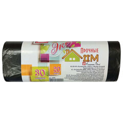 Мешки для мусора 30 л, черные, в рулоне 20 шт., ПНД, 6 мкм, 50&times;60 см, КБ, &laquo;ЭкоДом&raquo;