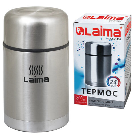 Термос LAIMA универсальный с широким горлом, 0,8 л, нержавеющая сталь, 601408