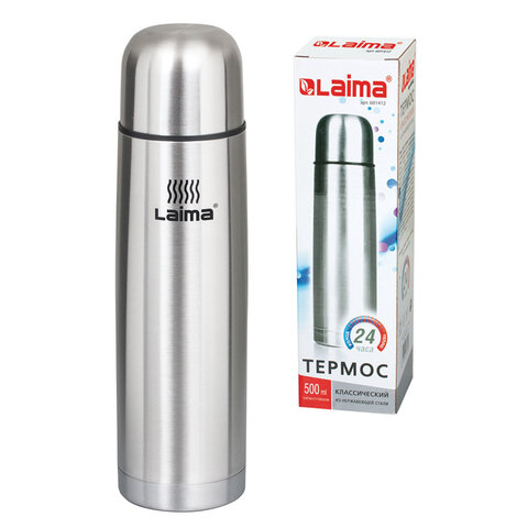 Термос LAIMA классический с узким горлом, 0,5 л, нержавеющая сталь, 601412