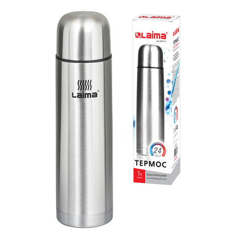 Термос LAIMA классический с узким горлом, 1 л, нержавеющая сталь, 601414