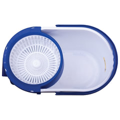 Швабра с отжимом и ведром 11л/<wbr/>5л, центрифуга, отжим педалью, круглая насадка липучка, бело-синий, LAIMA, 601459