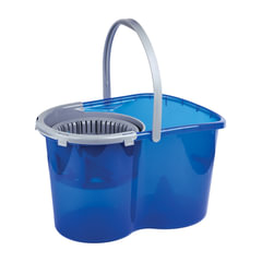 Швабра с отжимом и ведром 14л/<wbr/>5л, отжим центрифуга / рукоятка, 2 круглые насадки, крепление кольцо, синий, LAIMA, 601460