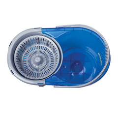 Швабра с отжимом и ведром 14л/<wbr/>5л, отжим центрифуга / рукоятка, 2 круглые насадки, крепление кольцо, синий, LAIMA, 601460