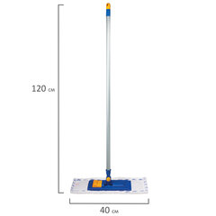 Швабра с флаундером 40 см, черенок 120 см, резьба 1,6 см, МОП микрофибра/<wbr/>абразив, карманы (ТИП К), LAIMA, 601461