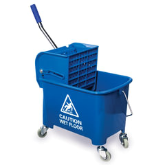 Тележка уборочная BRABIX, ведро 20 л, механический отжим, универсальная для ОФИСА/<wbr/>ДОМА, синяя, 601497