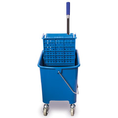 Тележка уборочная BRABIX, ведро 20 л, механический отжим, универсальная для ОФИСА/<wbr/>ДОМА, синяя, 601497