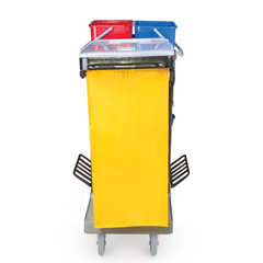 Тележка уборочная BRABIX, ведра 2&times;20 л, 2&times;11 л, механический отжим, держатель для мешка, мешок, 2 поддона, 601501