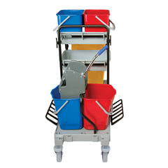 Тележка уборочная BRABIX, ведра 2&times;20 л, 2&times;11 л, механический отжим, держатель для мешка, мешок, 2 поддона, 601501