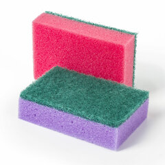 Губки для посуды 8&times;5,3&times;2,6 см, КОМПЛЕКТ 10 шт., STANDART, поролон с абразивным слоем, LAIMA К002, 601551